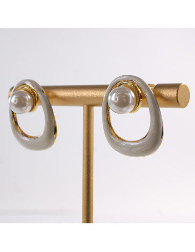 Kolczyki ZŁOTO- BIAŁE  MUSZLE Z PERŁĄ  LOLITA...