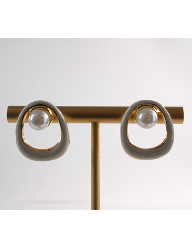 Kolczyki ZŁOTO- BIAŁE  MUSZLE Z PERŁĄ  LOLITA...