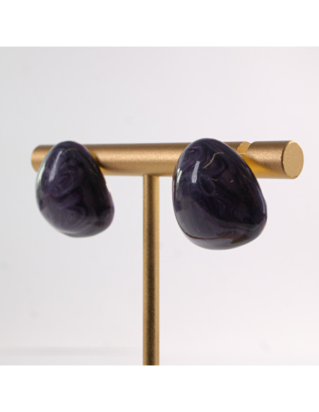 Kolczyki NIEREGULARNE FIOLETOWE MELANŻ  LOLITA AKCESORIA STAL CHIRURGICZNA