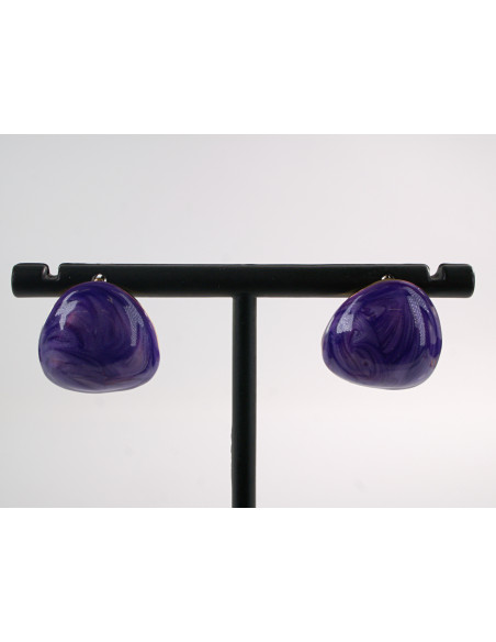 Kolczyki NIEREGULARNE FIOLETOWE MELANŻ  LOLITA AKCESORIA STAL CHIRURGICZNA