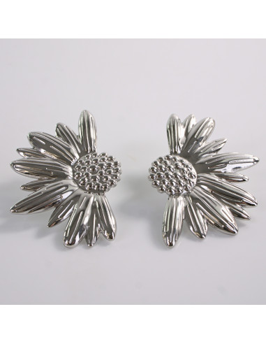 Kolczyki SREBRNE ASYMETRYCZNE KWIATY  LOLITA...