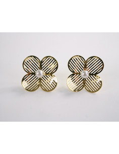 Kolczyki ZŁOTE AŻUROWE KWIATY  Z PEREŁKĄ LOLITA AKCESORIA...