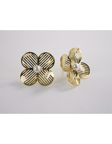Kolczyki ZŁOTE AŻUROWE KWIATY  Z PEREŁKĄ LOLITA...