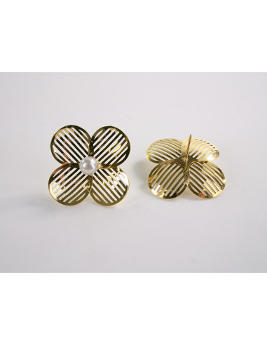 Kolczyki ZŁOTE AŻUROWE KWIATY  Z PEREŁKĄ LOLITA...