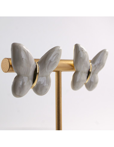 Kolczyki BIAŁE MOTYLKI MOTYL MOTYLEK STAL...