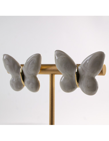 Kolczyki BIAŁE MOTYLKI MOTYL MOTYLEK STAL...