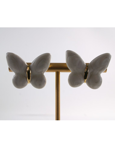 Kolczyki BIAŁE MOTYLKI MOTYL MOTYLEK STAL...