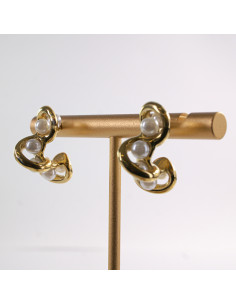 Kolczyki ZŁOTE ZAWIJASY Z PEREŁKĄ  STAL CHIRURGICZNA... 2