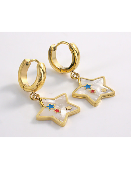 Kolczyki ZŁOTE BOHO ZŁOTE GWIAZDKI STAL CHIRURGICZNA LOLITA AKCESORIA
