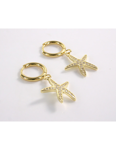 Kolczyki ZŁOTE BOHO ZŁOTE ROZGWIAZDY STAL CHIRURGICZNA LOLITA AKCESORIA
