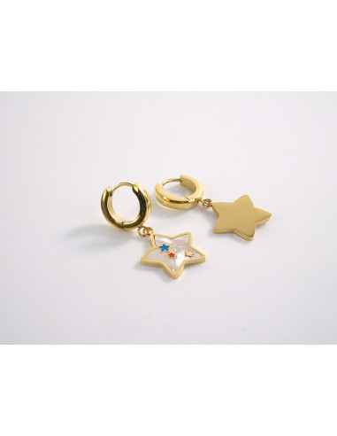 Kolczyki ZŁOTE BOHO ZŁOTE GWIAZDKI STAL...