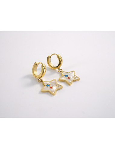 Kolczyki ZŁOTE BOHO ZŁOTE GWIAZDKI STAL...