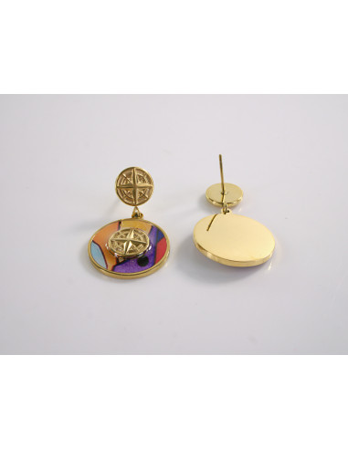 Kolczyki ZŁOTE BOHO ZŁOTE ROZETY STAL...