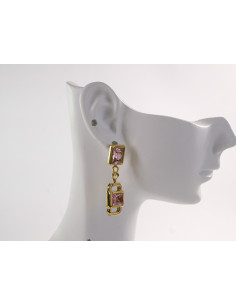 Kolczyki ZŁOTE Z RÓZOWYMI KRYSZTAŁKAMI STAL CHIRURGICZNA... 2