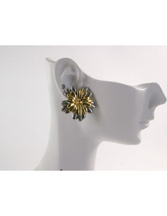 Kolczyki ZŁOTO- SREBRNE KWIATKI  STAL CHIRURGICZNA LOLITA...