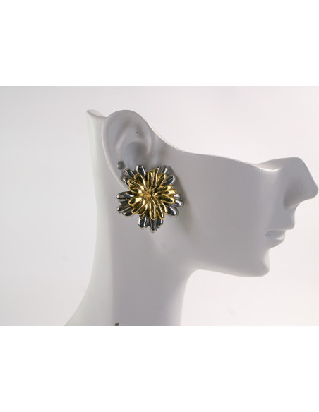 Kolczyki ZŁOTO- SREBRNE KWIATKI  STAL CHIRURGICZNA LOLITA AKCESORIA