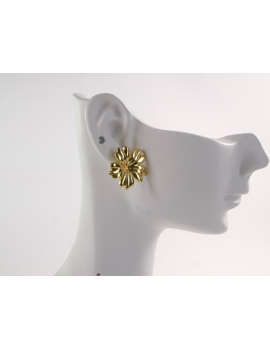 Kolczyki ZŁOTO- SREBRNE KWIATKI  STAL...
