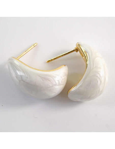 Kolczyki BIAŁE ŁEZKI ROGALE   STAL CHIRURGICZNA LOLITA AKCESORIA 2,5 CM