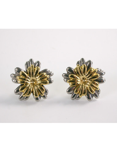 Kolczyki ZŁOTO- SREBRNE KWIATKI  STAL...