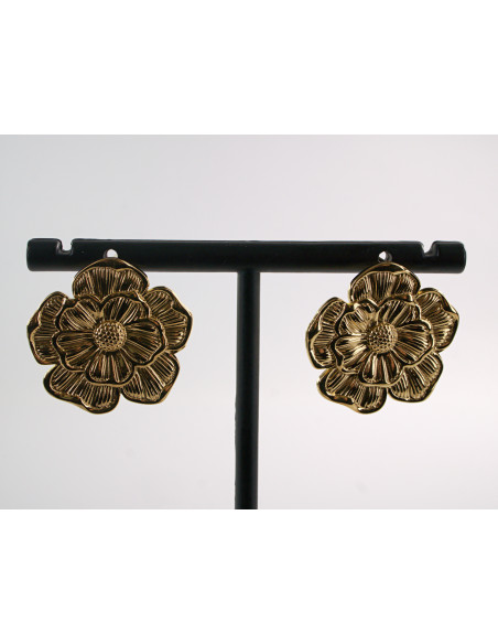 Kolczyki ZŁOTE KWIATY ROZETY  STAL CHIRURGICZNA LOLITA AKCESORIA 2,5 CM