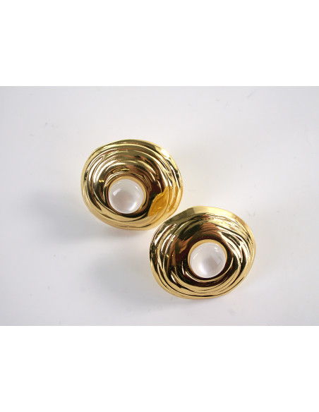 Kolczyki ZŁOTE  ROZETY vintage  STAL CHIRURGICZNA LOLITA AKCESORIA 2,5 CM