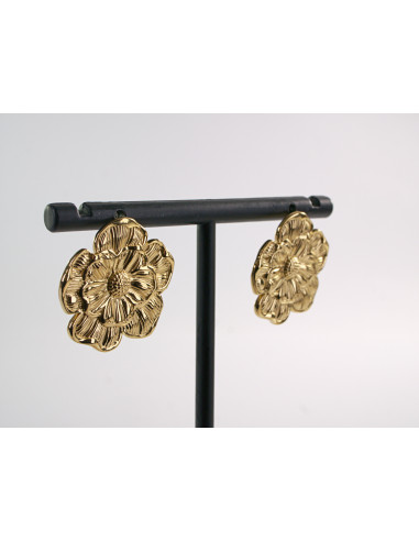 Kolczyki ZŁOTE KWIATY ROZETY  STAL CHIRURGICZNA...