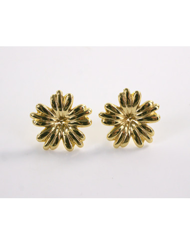 Kolczyki ZŁOTO- SREBRNE KWIATKI  STAL...