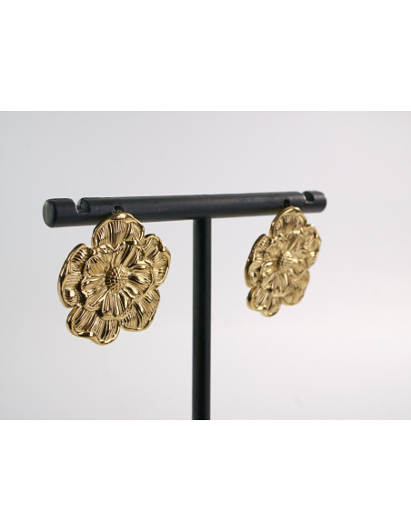 Kolczyki ZŁOTE KWIATY ROZETY  STAL CHIRURGICZNA LOLITA AKCESORIA 2,5 CM