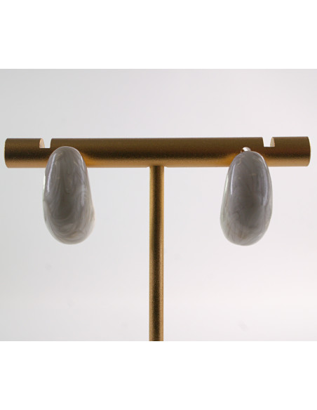 Kolczyki BIAŁE ŁEZKI ROGALE   STAL CHIRURGICZNA LOLITA AKCESORIA 2,5 CM