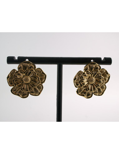 Kolczyki ZŁOTE KWIATY ROZETY  STAL CHIRURGICZNA...