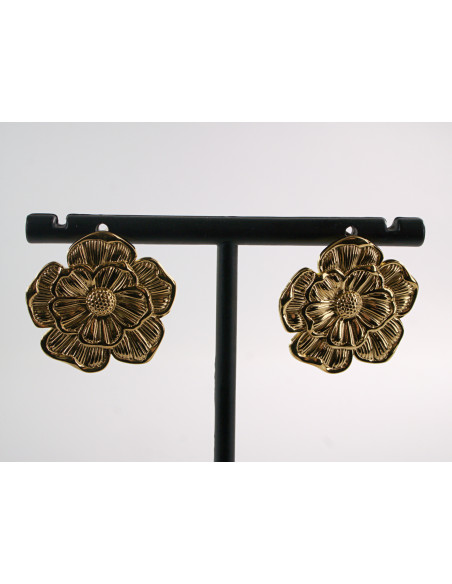 Kolczyki ZŁOTE KWIATY ROZETY  STAL CHIRURGICZNA LOLITA AKCESORIA 2,5 CM