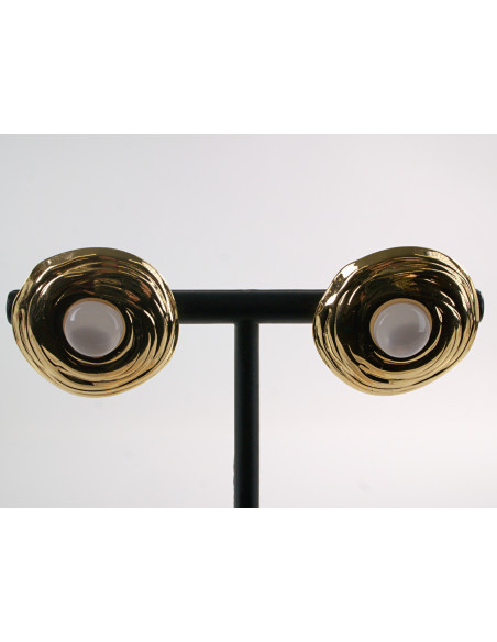 Kolczyki ZŁOTE  ROZETY vintage  STAL CHIRURGICZNA LOLITA AKCESORIA 2,5 CM