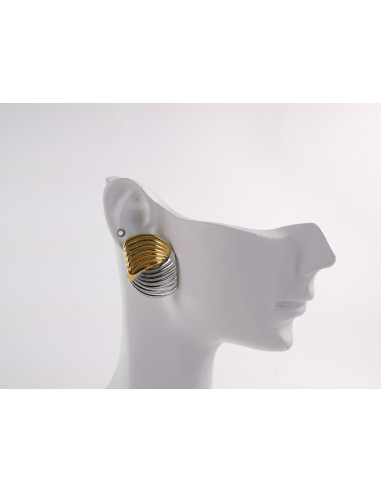 Kolczyki ZŁOTO- SREBRNE ROZETY   STAL...