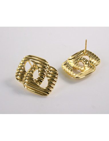 Kolczyki ZŁOTY  " ŁANCUCH"  STAL CHIRURGICZNA...