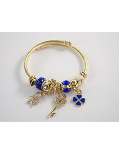 BRANSOLETKA CHARMS Z ZAWIESZKAMI KLUCZYK ZŁOTA BOHO...