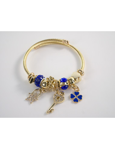 BRANSOLETKA CHARMS Z ZAWIESZKAMI KLUCZYK ZŁOTA...