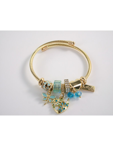 BRANSOLETKA CHARMS Z ZAWIESZKAMI SERCE  ZŁOTA BOHO  LOLITA AKCESORIA