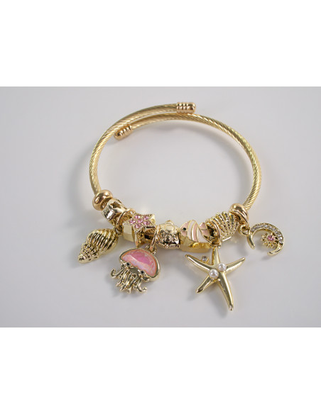 BRANSOLETKA CHARMS Z ZAWIESZKAMI MUSZELKA   ZŁOTA BOHO  LOLITA AKCESORIA