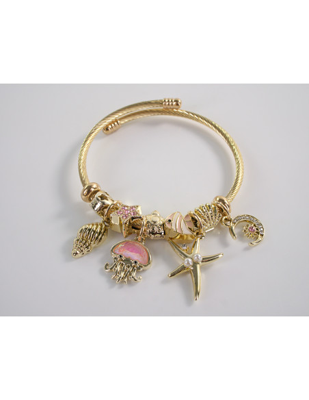 BRANSOLETKA CHARMS Z ZAWIESZKAMI MUSZELKA   ZŁOTA BOHO  LOLITA AKCESORIA