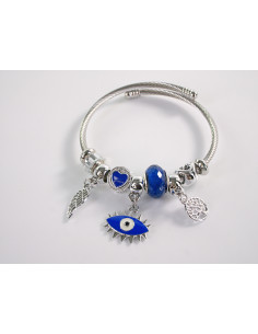 BRANSOLETKA CHARMS Z ZAWIESZKAMI SREBRNA OKO PROROKA BOHO...