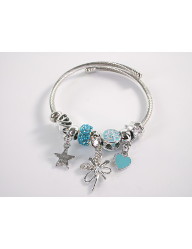 BRANSOLETKA CHARMS Z ZAWIESZKAMI SREBRNA  BOHO...