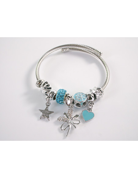 BRANSOLETKA CHARMS Z ZAWIESZKAMI SREBRNA  BOHO  LOLITA AKCESORIA