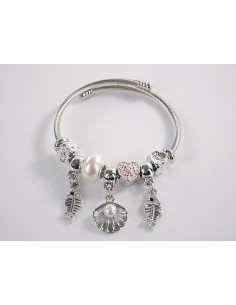 BRANSOLETKA CHARMS Z ZAWIESZKAMI SREBRNA MUSZELKA  BOHO... 2