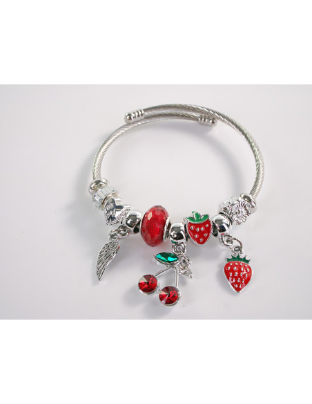 BRANSOLETKA CHARMS Z ZAWIESZKAMI SREBRNA WISIENKI BOHO  LOLITA AKCESORIA