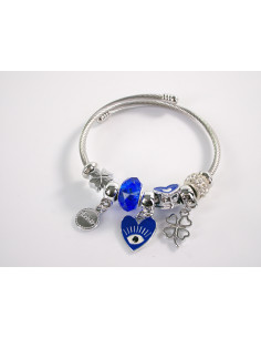 BRANSOLETKA CHARMS Z ZAWIESZKAMI SREBRNA SERCE  BOHO...