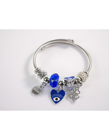 BRANSOLETKA CHARMS Z ZAWIESZKAMI SREBRNA SERCE...