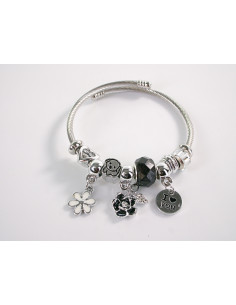 BRANSOLETKA CHARMS Z ZAWIESZKAMI SREBRNA KWIATKI  BOHO...