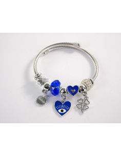 BRANSOLETKA CHARMS Z ZAWIESZKAMI SREBRNA SERCE  BOHO... 2