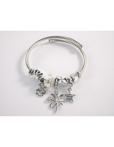 BRANSOLETKA CHARMS Z ZAWIESZKAMI SREBRNA  BOHO...