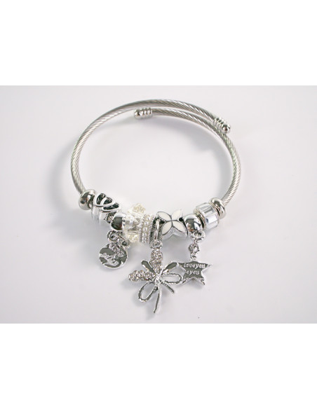 BRANSOLETKA CHARMS Z ZAWIESZKAMI SREBRNA  BOHO  LOLITA AKCESORIA